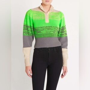 Baum Und Pferdgarten Sweater Womens XS Mock Neck Wool Blend Knit Neon Green NWT